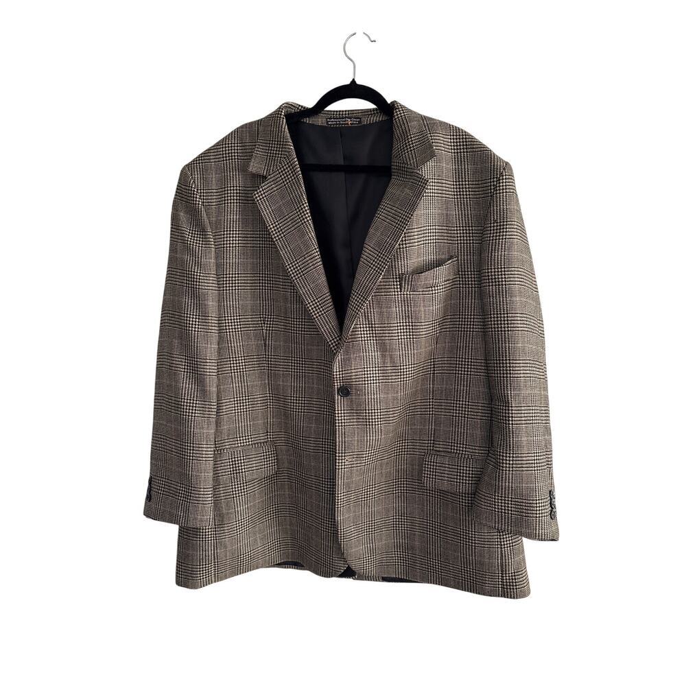Irvine Park Glen Plaid Lambswool Blazer 48R Vintage